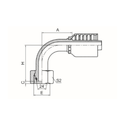 90°公制内螺纹24°锥带O形圈轻系列 ISO 12151-2 DIN 3865 20591-RW