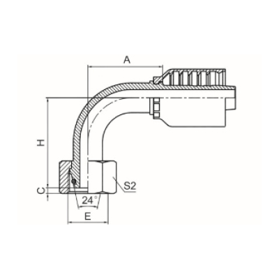 90°公制内螺纹24°锥带O形圈轻系列 ISO 12151-2 DIN 3865 20491-RW