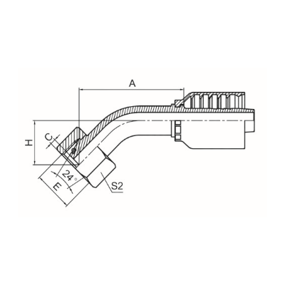 45°公制内螺纹24°锥带O形圈轻系列 ISO 12151-2 DIN 3865 20441-RW 