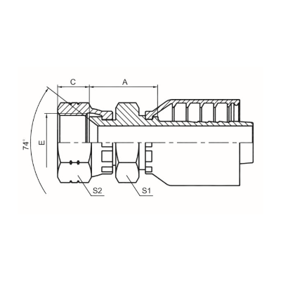 美制JIC内螺纹74°内锥面双六角 SAE J514 26711D-RW